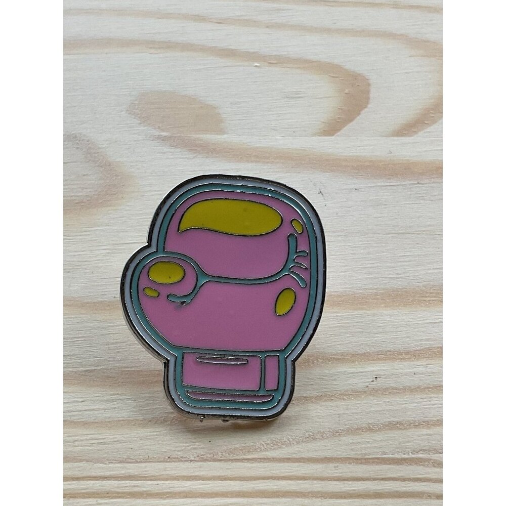 Pink Boxing Glove Enamel Pin With Yellow Accents Fun Unique Accessory For Bags J